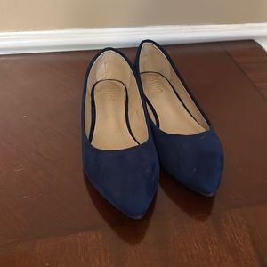 Never worn blue suede pointed flats! Perfect condition size 7.5.
